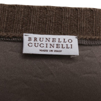 Brunello Cucinelli Robe en soie avec des inserts en cachemire