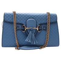 Gucci Emily Chain Strap aus Leder in Blau