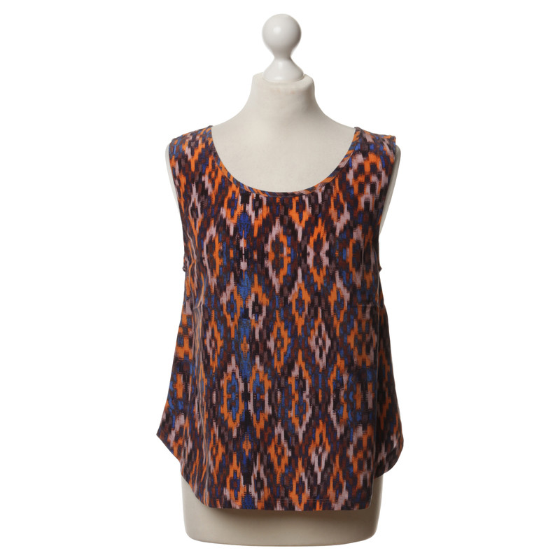 Cynthia Rowley Top in seta con motivi Ikat