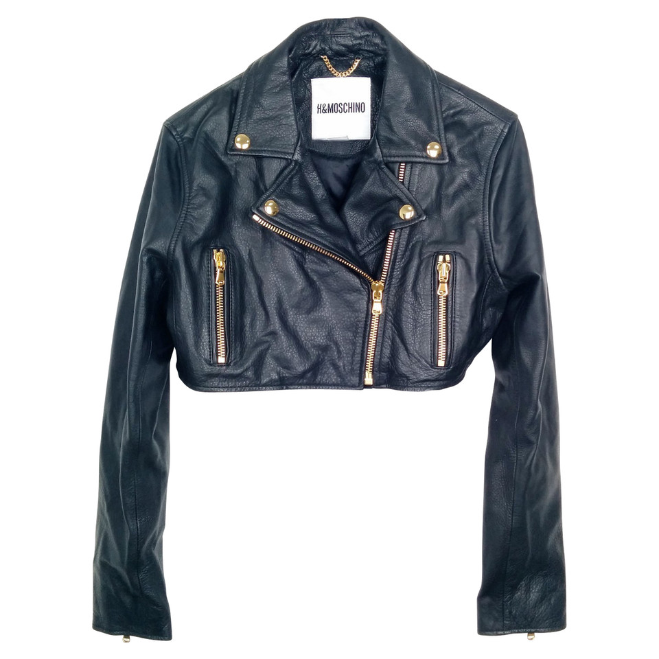 Moschino Jacket/Coat Leather in Black