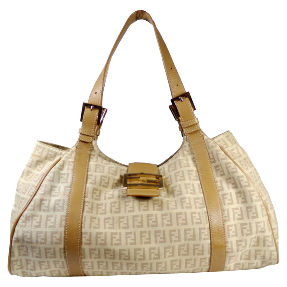 Fendi Handtasche aus Baumwolle in Beige