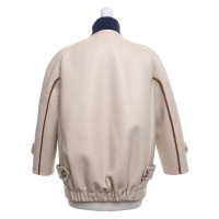 Prada Leather jacket in beige / dark blue