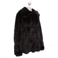 Armani Collezioni cappotto di pelliccia Faux in marrone scuro