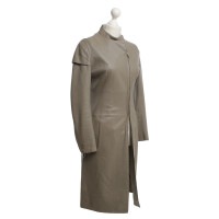 Costume National long manteau gris colombe en cuir