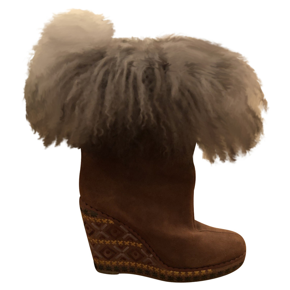 Philosophy Di Alberta Ferretti Ankle boots with fur trim