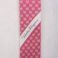 Salvatore Ferragamo Cravatta rosa con motivo bianco