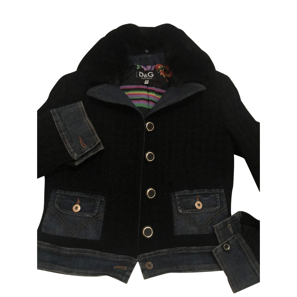 Dolce & Gabbana Jacke/Mantel aus Wolle in Schwarz