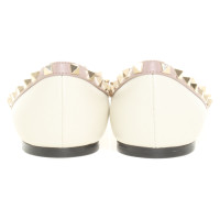 Valentino Garavani Slippers/Ballerina's Leer in Crème