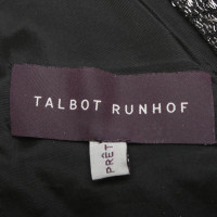Talbot Runhof Langes Abendkleid in Silber/Schwarz