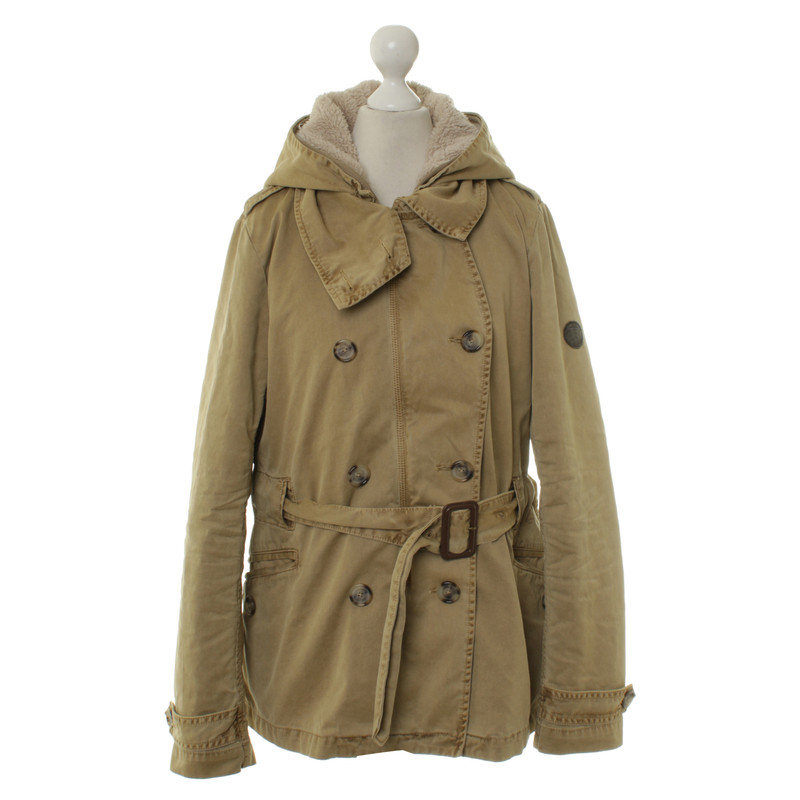 Closed Short parka in Pale olive