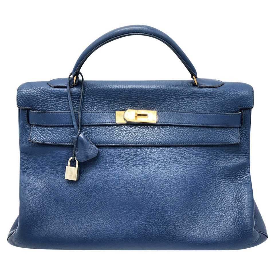Hermès Kelly Bag 40 in Pelle in Blu