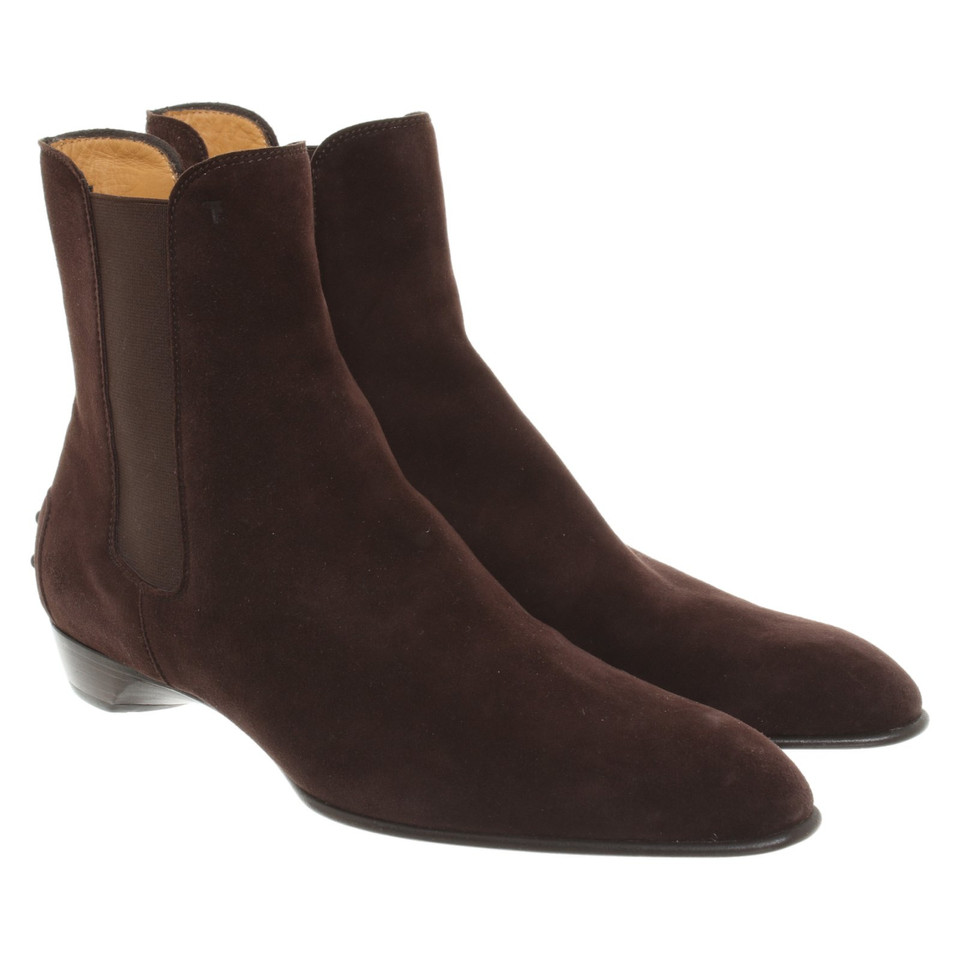 Tod's Bottines en Daim en Marron