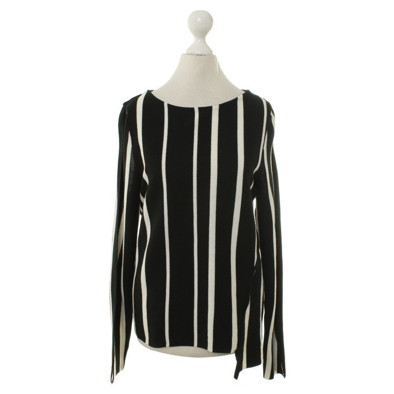 René Lezard Fine knit sweater in black/white