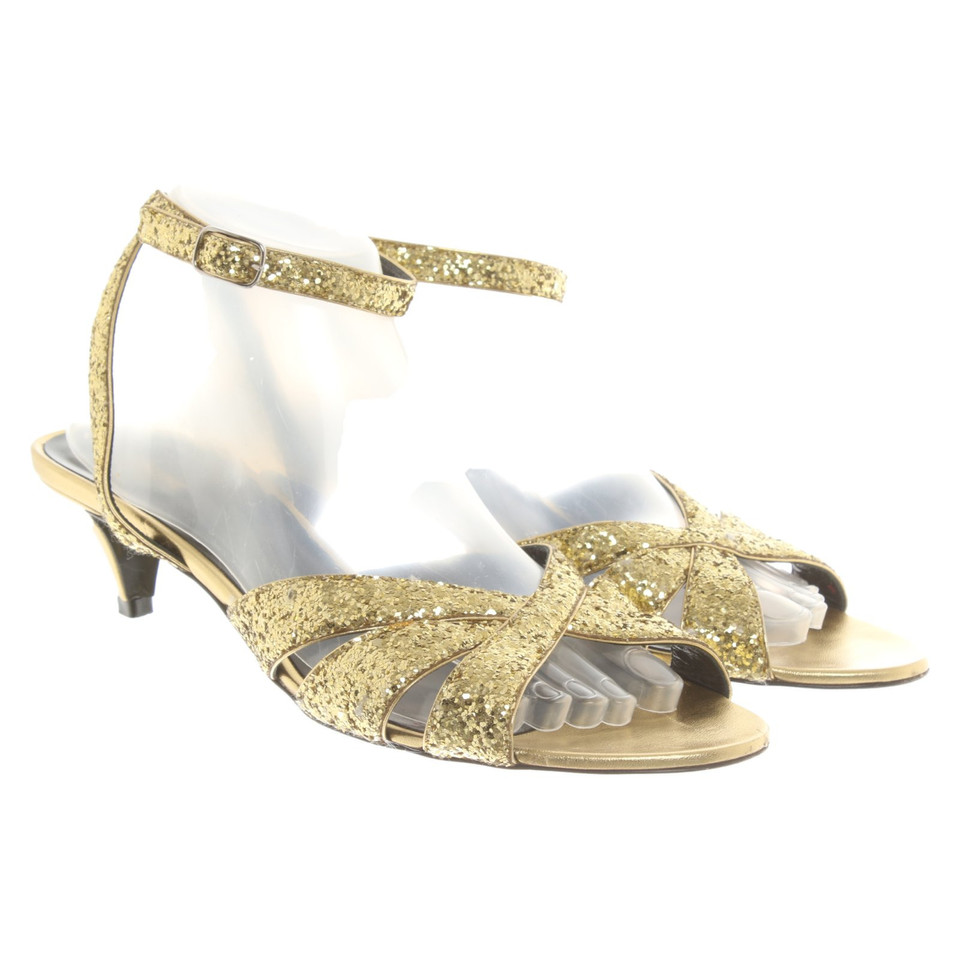 Céline Sandals Leather in Gold