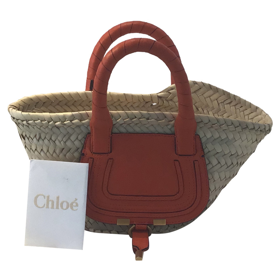 Chloé Marcie Basket Shopper Leer in Oranje