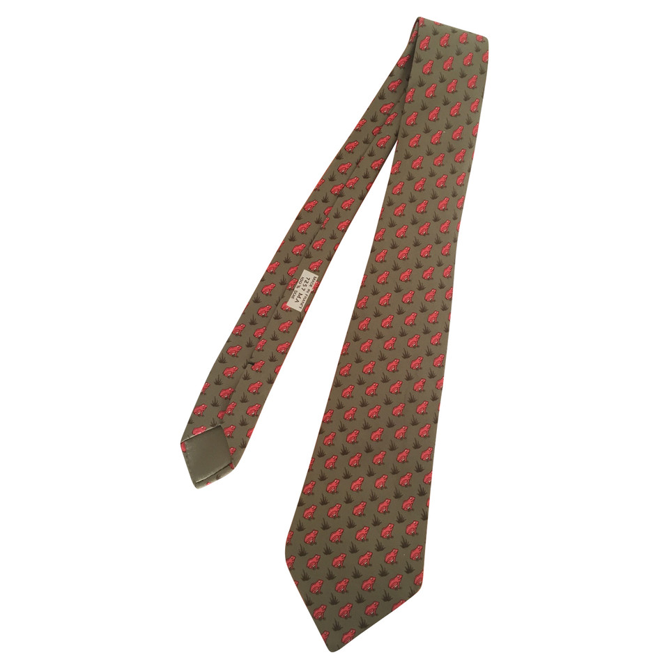 Hermès Krawatte aus Seide in Oliv
