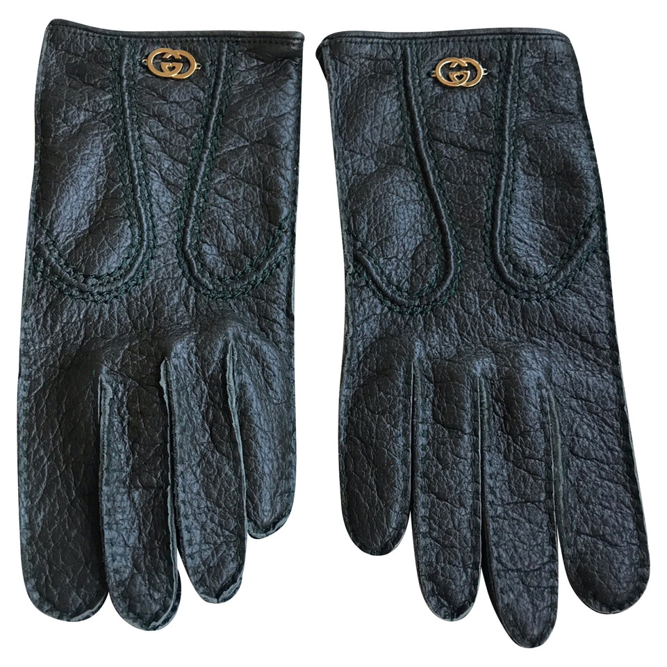 Gucci Gloves Leather in Green