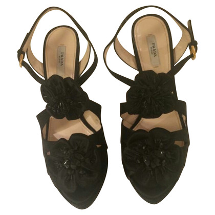 Prada Sandals Silk in Black