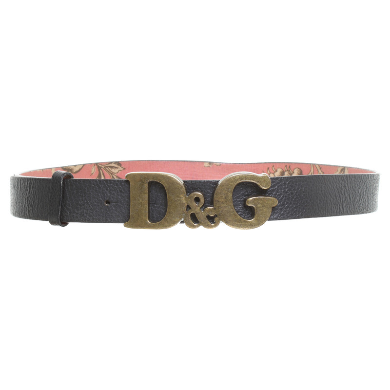 D&G Schwarzer Gürtel mit Logo-Schließe