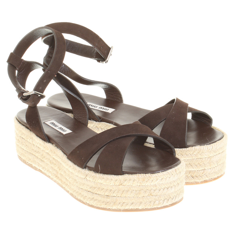 Miu Miu Platform sandalen in bruin