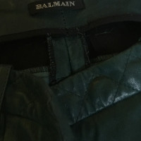 Balmain Hose aus Leder in Grün