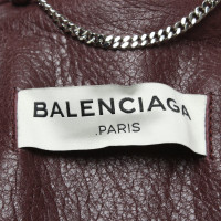 Balenciaga Jacke/Mantel aus Leder in Bordeaux