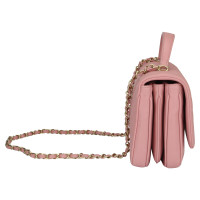 Chanel Flap Bag Top Handle Leer in Roze