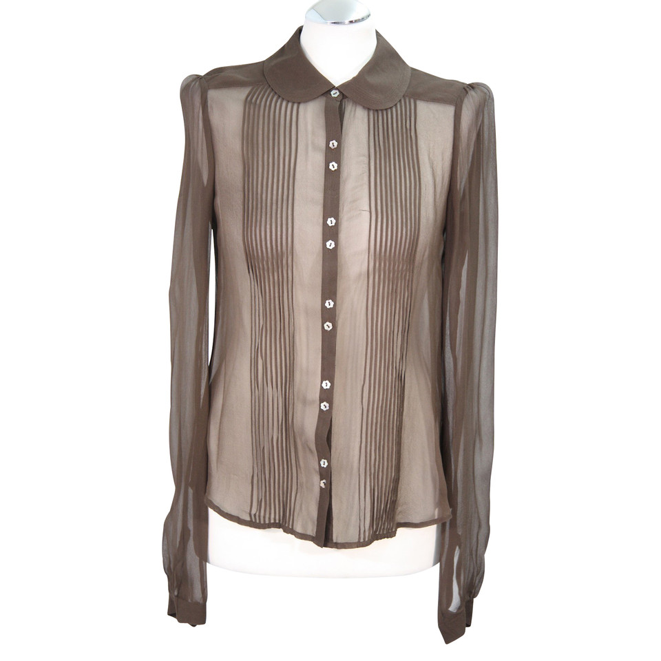 French Connection Top Brown Silk