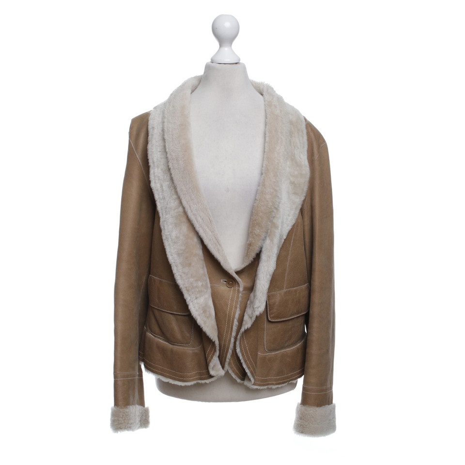 Marc Cain Giacca in pelle beige