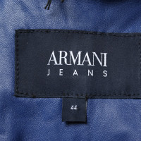 Armani Jacke/Mantel aus Leder in Blau