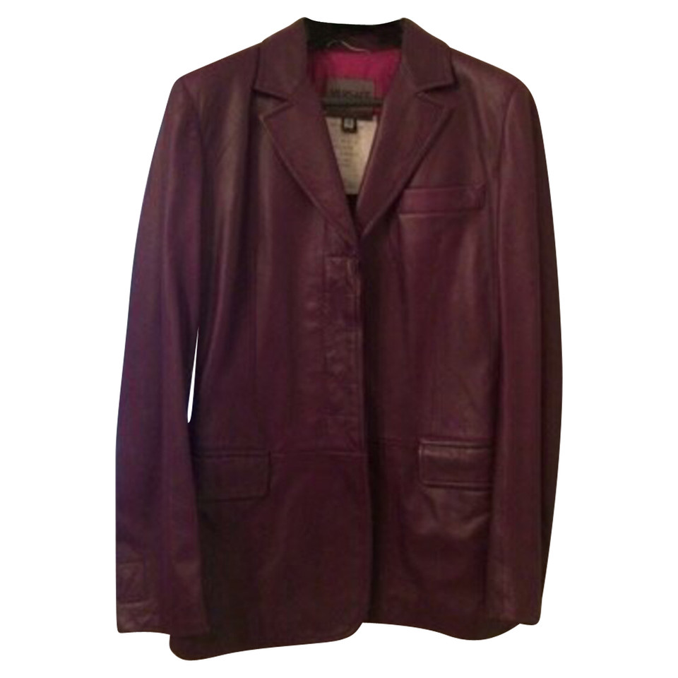 Gianni Versace Jacket/Coat Leather in Bordeaux