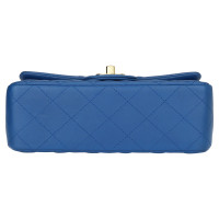 Chanel Classic Flap Bag Mini Square Leer in Blauw