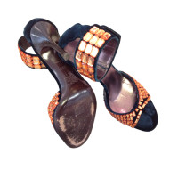 Céline Velvet sandals with Strassapplikation