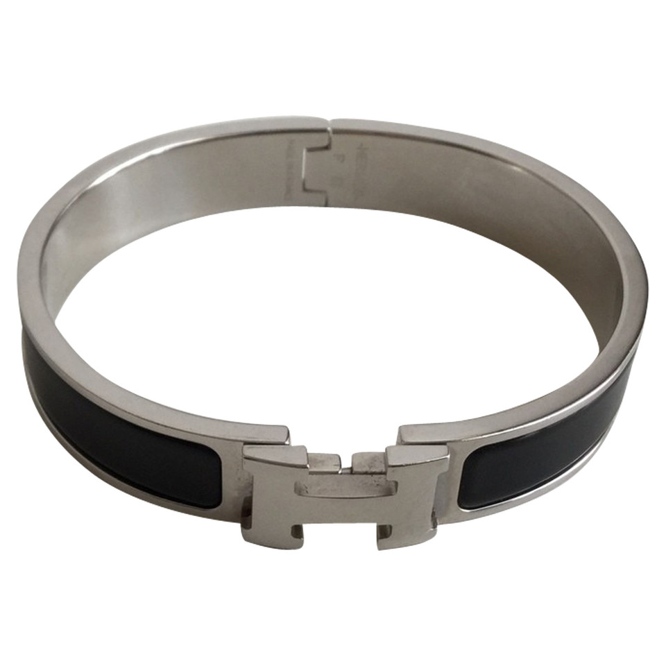 Hermès Armreif/Armband aus Silber in Schwarz