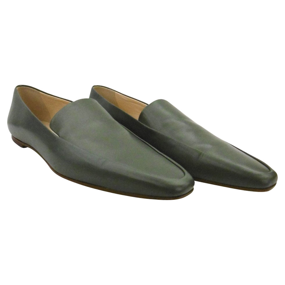 The Row Mocassini/Ballerine in Pelle in Verde oliva