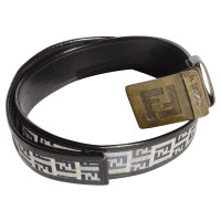 Fendi Leather and fabric belt with logo