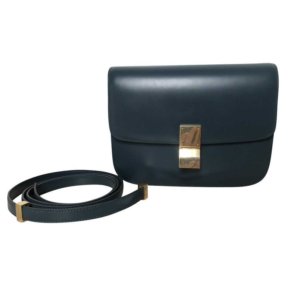 Céline Box Bag Medium Leather in Petrol