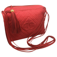 Chanel Rote Umhängetasche aus Leinen
