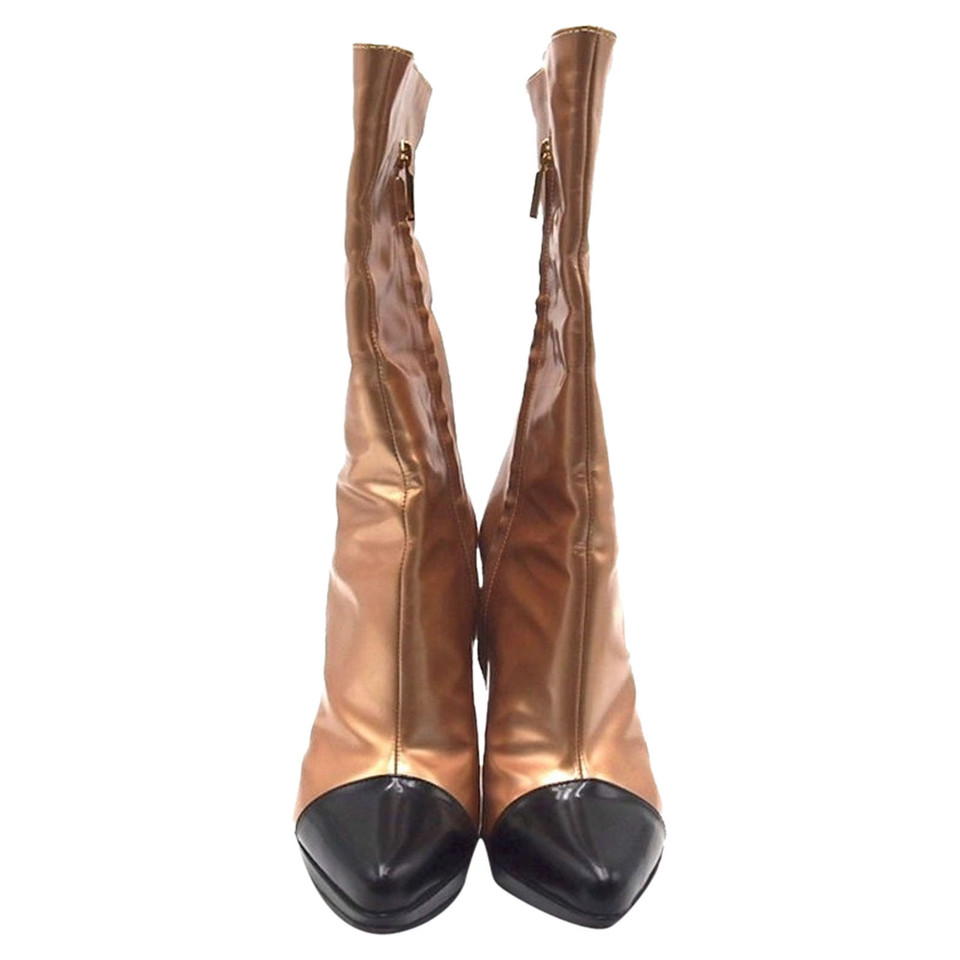 Casadei Boots Patent leather in Gold