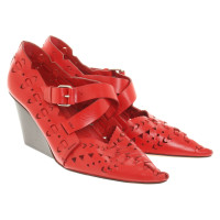 Céline Pumps/Peeptoes Leer in Rood