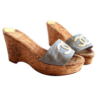 Chanel Chanel cork wedges blue white strips
