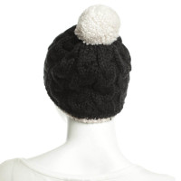 Bogner cappello lavorato a maglia in bianco e nero