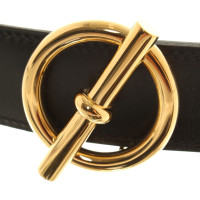 Hermès Wendegürtel mit goldfarbener Schließe 