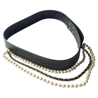 Chanel Ledergürtel mit Perlen/Ketten