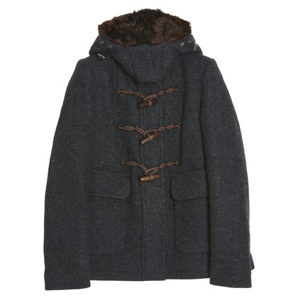 Moncler Jacke/Mantel aus Wolle in Grau