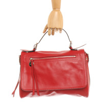 Red (V) Handbag Leather in Red