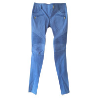 Balmain Pantalone in pelle blu 38 FR