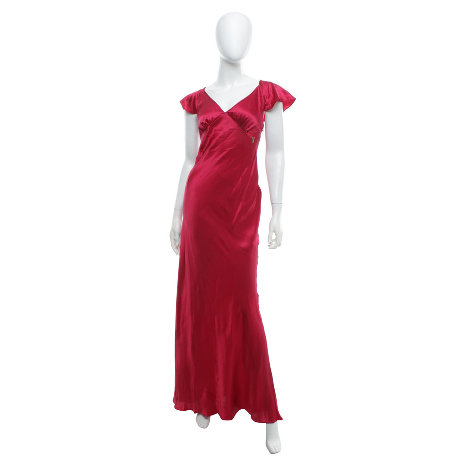 John Galliano zijden jurk in Roze Rood
