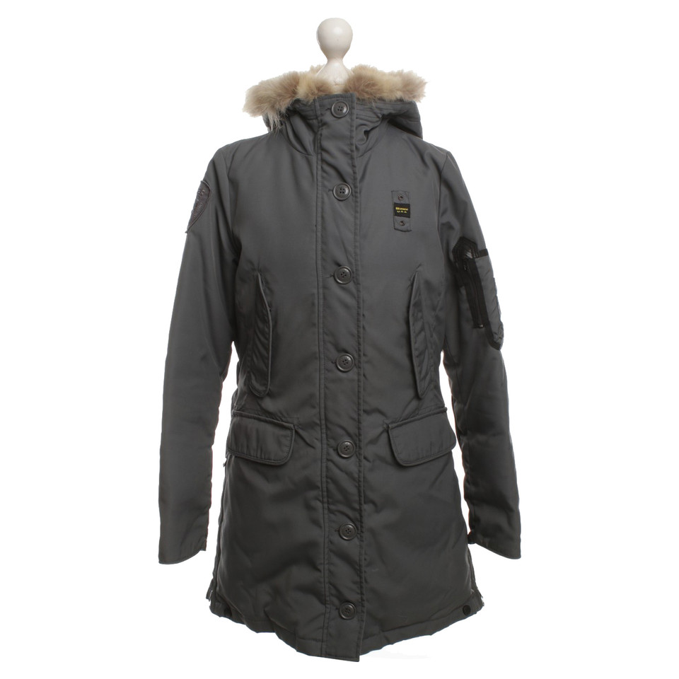 Blauer Usa Parka mit Waschbärfell