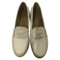 Santoni Chaussons/Ballerines en Cuir en Blanc